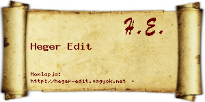 Heger Edit névjegykártya